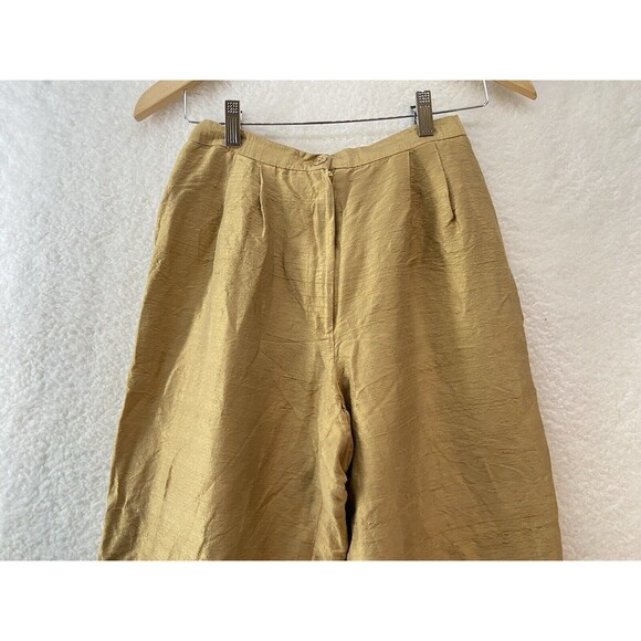 Unbranded Womens Gold Lined Boho Chic Crinkle Silk-Like High Waist Pants Small‎ - Picture 2 of 9